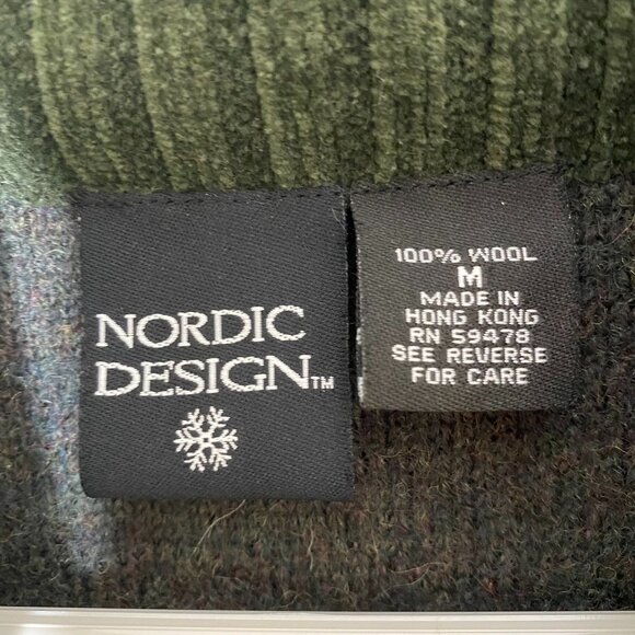 Vintage Nordic Design 100% Wool Zip Sweater Jacket M • Fair Isle • Unisex - Picture 3 of 11
